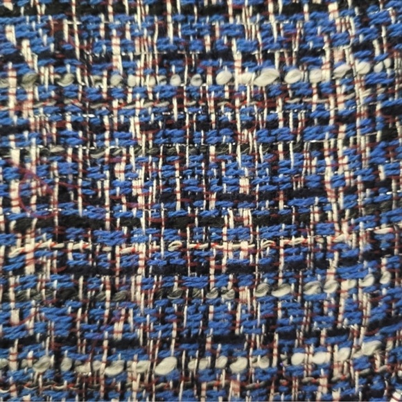 Zara Blue Tweed Blazer with Gorgeous Pearl Trim - Picture 11 of 12